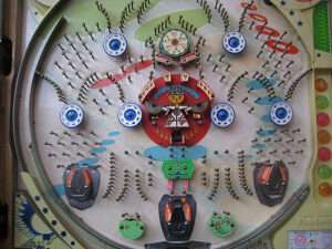 Old pachinko game made with nails.